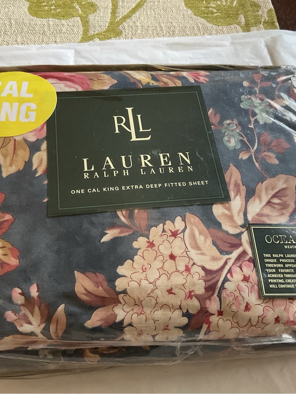 Ralph Lauren Chadwick Floral CAL KING Fitted Sheet -Vintage, Rare! Italy, USA